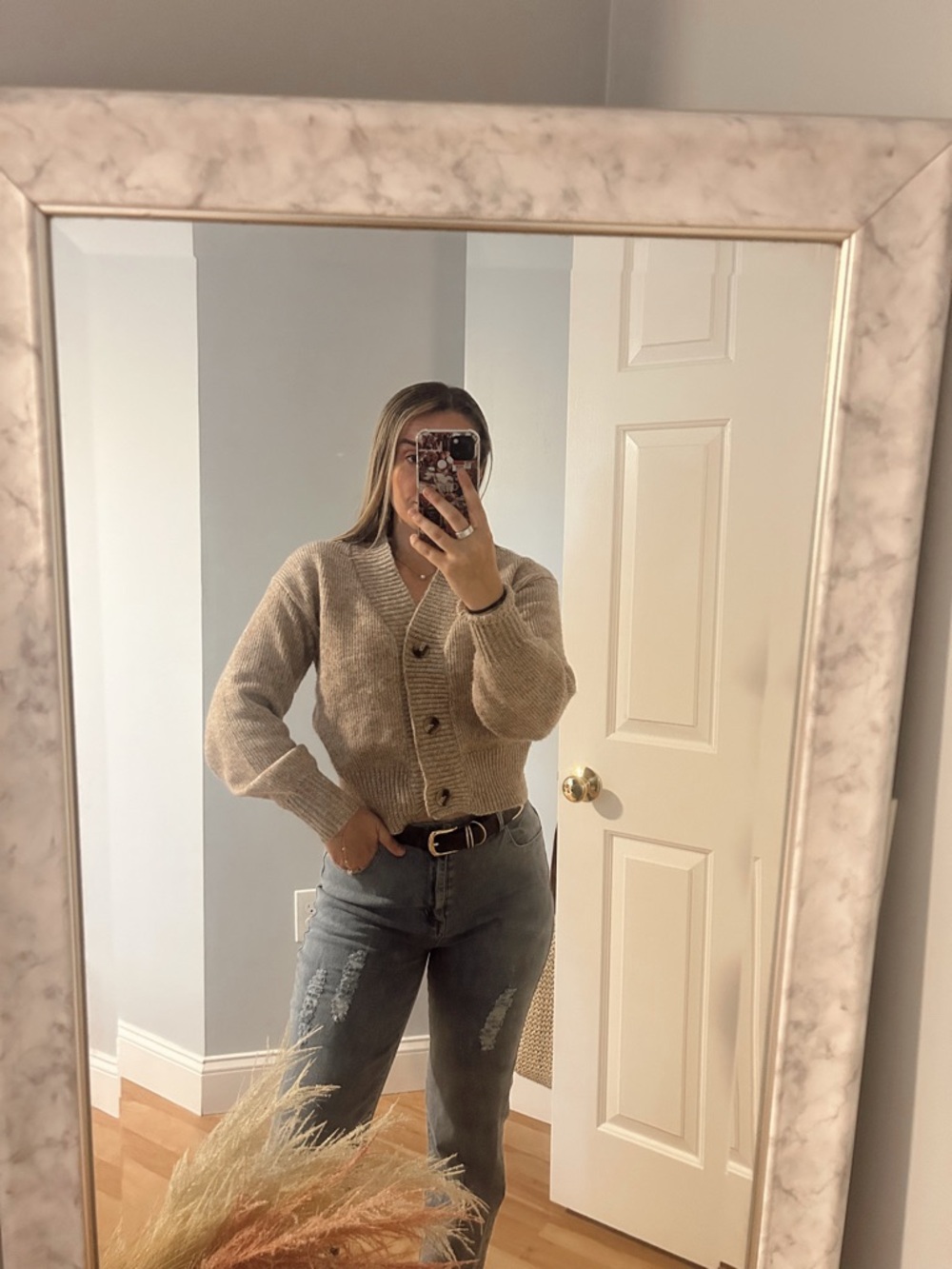 Cozy Beige Button-Up Knit Cardigan
